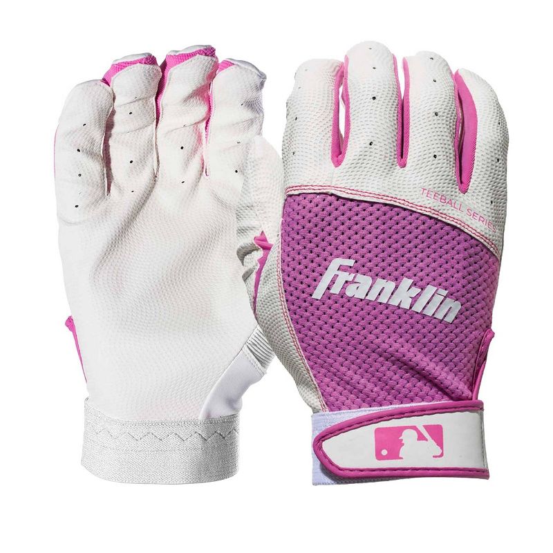 Franklin Sports Youth Tee ball Flex Series Batting Gloves - White/Pink - XS, 1 of 3