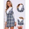 Allegra K Women's V Neck Gingham Check Pinafore Overalls Suspenders Plaid Print Dress - 2 of 4
