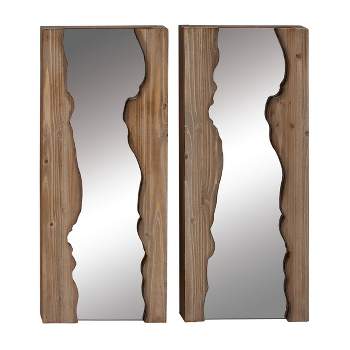 Contemporary Wood Wall Mirror Set of 2 Brown - Olivia & May