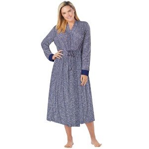 Dreams & Co. Plus Size Marled Long Duster Robe - 1 of 4