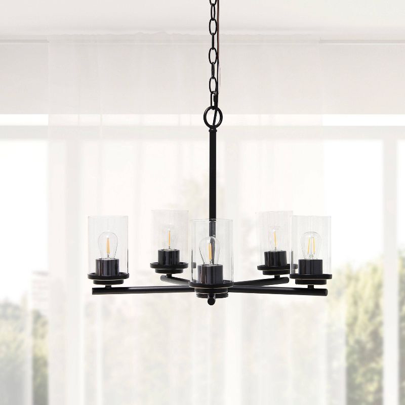 5-Light 20.5" Classic Contemporary Clear Glass/Metal Hanging Pendant  - Lalia Home, 3 of 11
