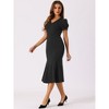 Allegra K Women's Vintage V Neckline Puff Short Sleeve Elegant Mermaid Midi Dress - 4 of 4