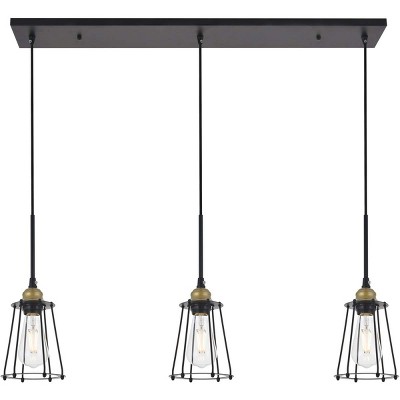 Elegant Lighting Timber 8-Light Black Pendant with Wood Accents
