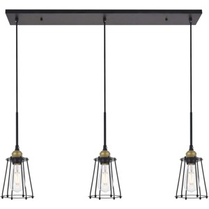 Elegant Lighting Timber 8-Light Black Pendant with Wood Accents - 1 of 4