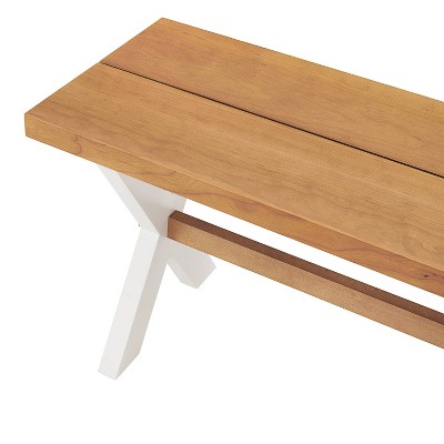 Chelsea 48" Warm Cherry and White Dining Bench with X-Leg Base