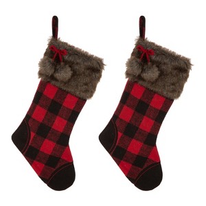 FIONECA Fur Buffalo Plaid Stocking (Set of 2) - 1 of 1