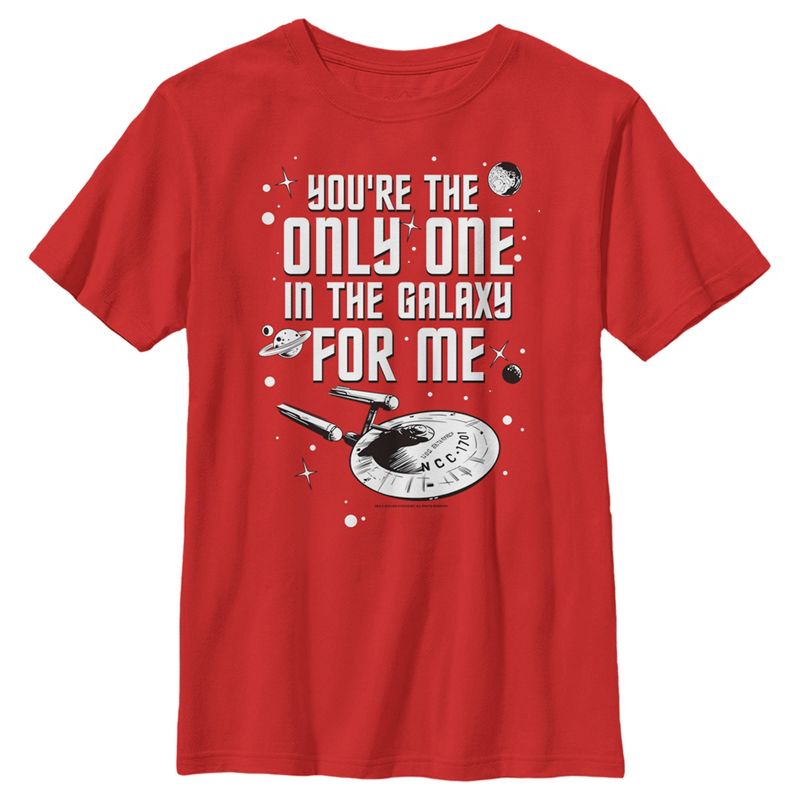 Boy's Star Trek Valentine's Day Your The Only One In The Galaxy For Me T-Shirt, 1 of 5