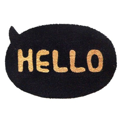 Raj 1' x 2' Tufted Shaped Hello Bubble Doormat Black