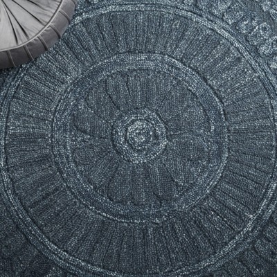 Dark Gray Hand-Tufted Wool Medallion Area Rug 3' x 5'