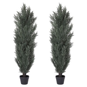 Okak 5FT Artificial Pine Tree with Grossy Leaves, Fake Plants with Real-Life Look, Faux Plants for Indoor or Outdoor Use, Green - 1 of 4