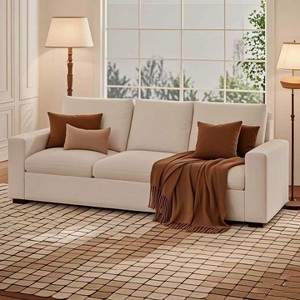 Vipbear 88-inch modern sofa, modern 3-seater sofa, cotton and linen fabric sofa, living room, dormitory, office, apartment sofa, white - 1 of 4