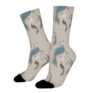Retro Beautiful Peacock Women Printed Crew Socks Funny Funky Socks Soft Polyester Novelty Gifts for Artists Men - 1 of 4