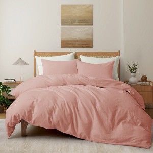 Peace Nest Linen Cotton Blend Duvet Cover Set, Durable, Breathable & Moisture-Wicking, 3 Piece Bedding Set with Pillow Shams - 1 of 4