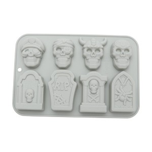 Unique Bargains Candy Mould 8-Cavity Tombstone Skull Candy Mould Hand Wash 7.8"x5.2"x0.91" 1 Pc - 1 of 4