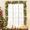 6 FT Pre-lit Christmas Garland, Artificial Xmas Garland with 20 LED Lights, Gold Decorations with Ribbon, Balls, Pine Cones & Stars for Mantel Stairs - 4 of 4