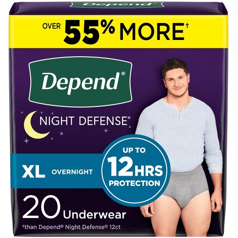 Depend Night Defense Incontinence Disposable Underwear for Men - Overnight Absorbency - image 1 of 4