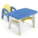 Costway Kids Dinosaur Table and Chair Set Activity Study Desk w/ Building Blocks