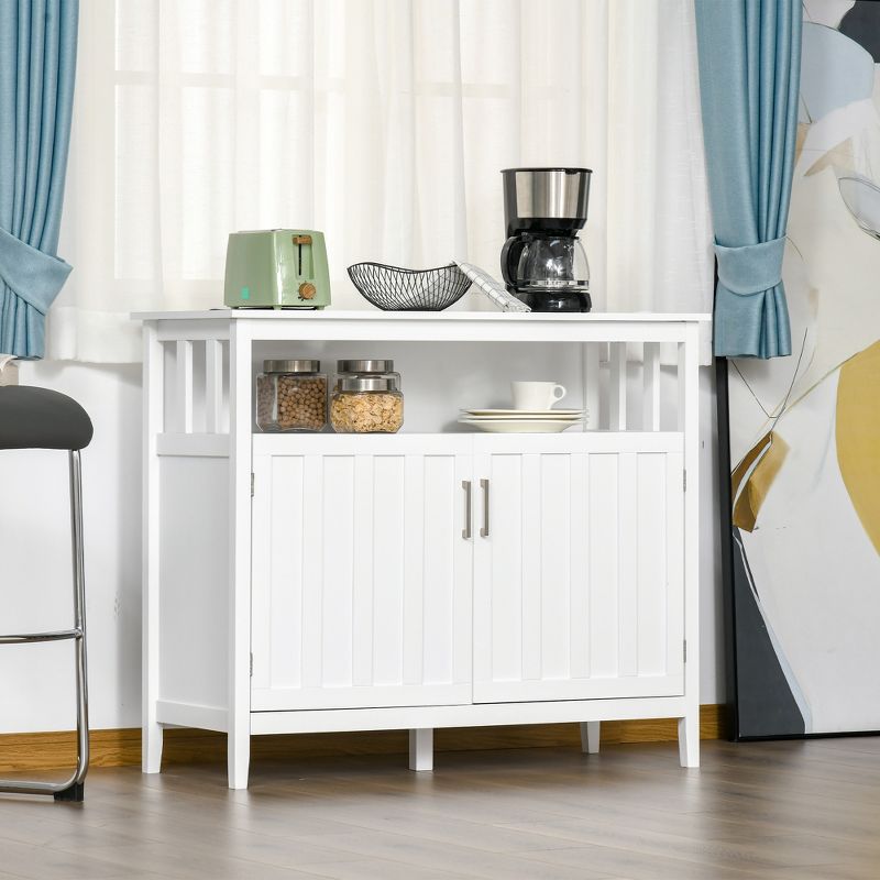 HOMCOM Sideboard Buffet Server Table with 2 Doors, Kitchen Storage Cabinet with Adjustable Shelves for Kitchen, 2 of 9