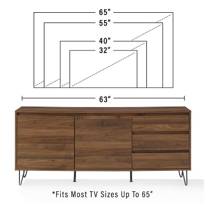 Teagan Brown Oak Mid Century Record Storage Sideboard Cabinet