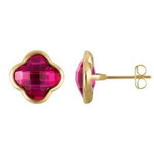 Designs By Gioelli 10K Gold Gemstone Clover Stud Earrings - 1 of 2