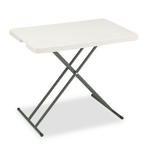 Iceberg IndestrucTable Classic Personal Folding Table, 30" x 20" x 25" to 28", Platinum/Gray - 1 of 2