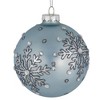 Northlight Mirror Glittered Snowflakes Christmas Glas Ball Ornaments - 4" - Steel Blue - Set of 2 - 3 of 4