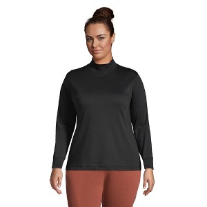 Lands' End Women's Long Sleeve Supima Mock Turtleneck - 1 of 2