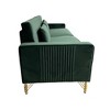 Luxury Emerald Green Polyester Sofa with Gold Accents - Modern 3-Seat Couch with Plush Cushions, Perfect for Living Room and Office Decor - 3 of 4