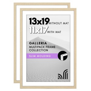 Americanflat 13x19 Picture Frame with Polished Plexiglass - Set of 2 - 11x17 with Mat or 13x19 Without Mat - Galleria - Natural Oak - 1 of 1