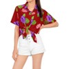 LA LEELA Women's Button Down Blouses Casual Summer Beach Party Blouse Shirt Open Front Colorful Button Up Short Sleeve Hawaiian Dresses - 2 of 4