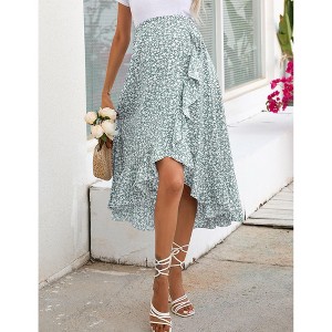 Clearlove Women's High Waist Lrregular Skirts Ruffled Tiered Casual A Line Swing Boho Skirts for Women - 1 of 4