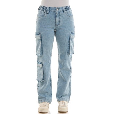 Derek Heart Womens Mid Rise, Relaxed Jeans with Rhinestones