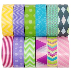 Wrapables Washi Tapes Decorative Masking Tapes, Set of 12 - 1 of 4
