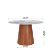 39" Modern Round Pedestal Dining Table with Glossy Faux Marble Top, Small Kitchen Table for 2-4,Indoor Small Bistro Table–The Pop Home - 4 of 4