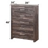 NicBex Retro 5-Drawer Tall Bedroom Dressers,Chest of Drawers for Bedroom,Entryway,Wooden Dresser Chest - 4 of 4