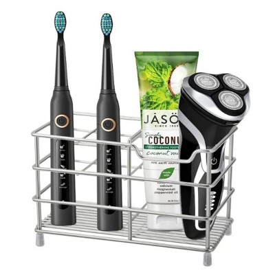 LunaLulinlk 304 Stainless Steel Bathroom Toothbrush Holder Toothpaste Holder Stand Bathroom Accessories Organizer (Silver)