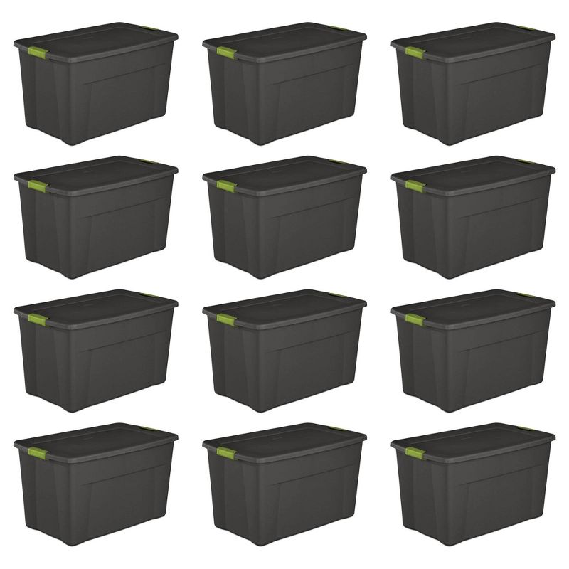Sterilite Stackable 35 Gallon Storage Tote Box with Latching Container Lid for Home and Garage Space Saving Organization, Gray, 1 of 8