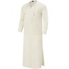 Men's Long Sleeve Kaftan Side Split Long Gown Linen Robe Long Gown Casual Shirt for Beach, Summer - 2 of 4