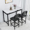 Oversart Kitchen Table Set, Dining Table and Chairs for 2, 3 Piece Dining Room Table Set with 2 Upholstered Chairs Rustic Black - 3 of 4