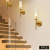 YIYIBYUS 1-Light Gold Modern Wall Sconce with Glass Shade for Bedroom Living Room - 3 of 4