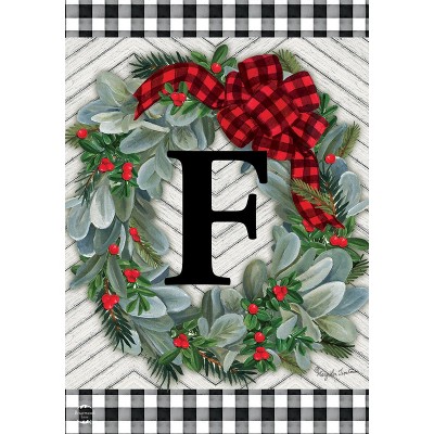 Briarwood Lane Winter Garden Flag 12x18 For Outdoor Winter Wreath Monogram Letter F For Winter Garden Flag Flags For Outside