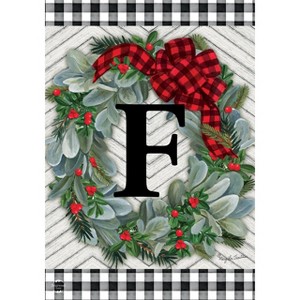 Briarwood Lane Winter Garden Flag 12x18 For Outdoor Winter Wreath Monogram Letter F For Winter Garden Flag Flags For Outside - 1 of 4