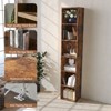 aoxun Tall Narrow Bookshelf, 6-Tier Cube Display Rack, Modern Corner Bookshelf, Storage Cabinet for Home Office, Home Decorative Furniture, Brown - 4 of 4