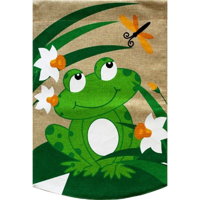 Briarwood Lane Summer Garden Flag 12x18 For Outdoor Happy Frog Burlap For Summer Garden Flag Flags For Outside