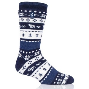 Heat Holder® Men's Clark LITE™ Festive Socks | Thermal Yarn | Medium-Thick Socks Casual Shoes + Boots | Warm + Soft, Hiking, Cabin, Cozy at Home Socks | 5X Warmer Than Cotton - 1 of 4