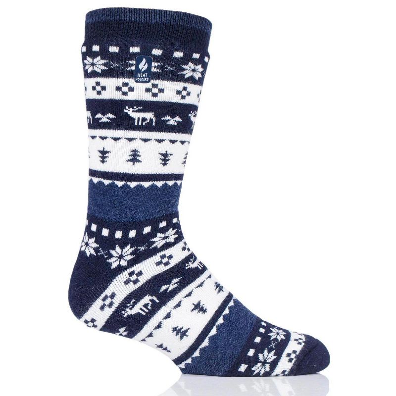 Heat Holder® Men's Clark LITE™ Festive Socks | Thermal Yarn | Medium-Thick Socks Casual Shoes + Boots | Warm + Soft, Hiking, Cabin, Cozy at Home Socks | 5X Warmer Than Cotton, 1 of 2