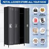 3 Doors Metal Office Storage Cabinet for Employees with 9 Hooks and 3 Shelves, 72 Inch Tall, for Home, Office, Gym, School, Black - 4 of 4