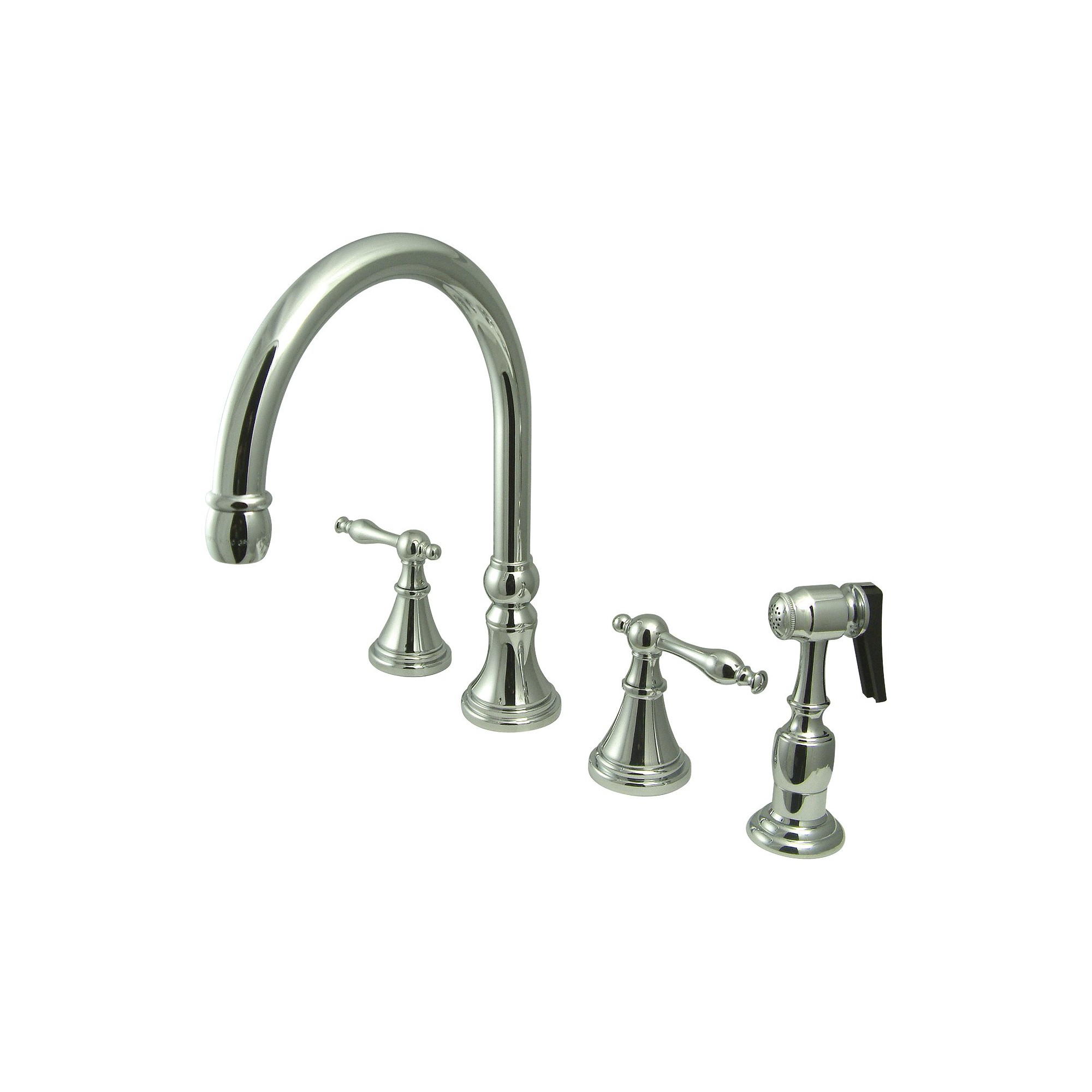 Chrome Widespead 4-Hole Solid Brass Kitchen Faucet - Kingston Brass
