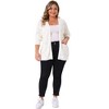 Women's Plus Size Open Front Long Sleeve Autumn Winter Knit Cardigan with Pockets - Agnes Orinda - 3 of 4
