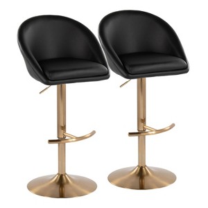 LumiSource Set of 2 Matisse Highback Adjustable Barstools PU - 1 of 4